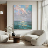 HKM-570451 Handmade Oil Painting of Modern Abstract Ocean Landscape on Canvas - Unframed Art for Home Decoration