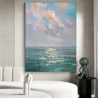 HKM-570451 Handmade Oil Painting of Modern Abstract Ocean Landscape on Canvas - Unframed Art for Home Decoration