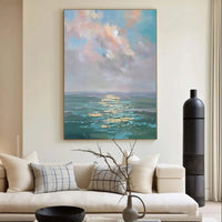 HKM-570451 Handmade Oil Painting of Modern Abstract Ocean Landscape on Canvas - Unframed Art for Home Decoration