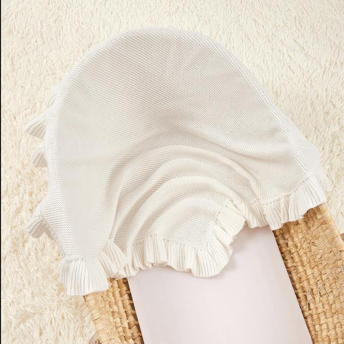 HKM-570515 Soft Pure Cotton Baby Blanket with Ruffles - All-Season Multi-Color Options
