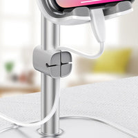 HKM-570579 Adjustable Aluminum Alloy Tablet and Phone Stand with Silicone Grip - Black/Silver/Rose Gold