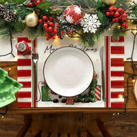 HKM-570643 Christmas Holiday Nordic Linen Insulation Anti-Scald Placemat, 12x18 inches, Available in Multiple Piece Sets