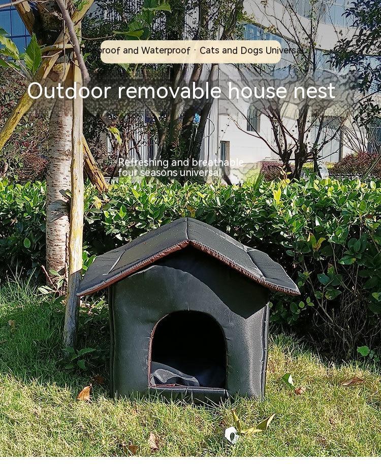 HKM-570643 Outdoor Waterproof Foldable Cat House - Removable & Washable Winter Nest in Black & Camouflage (S, M, L)