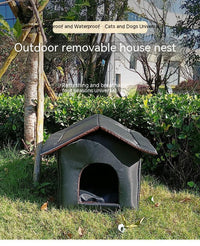 HKM-570643 Outdoor Waterproof Foldable Cat House - Removable & Washable Winter Nest in Black & Camouflage (S, M, L)