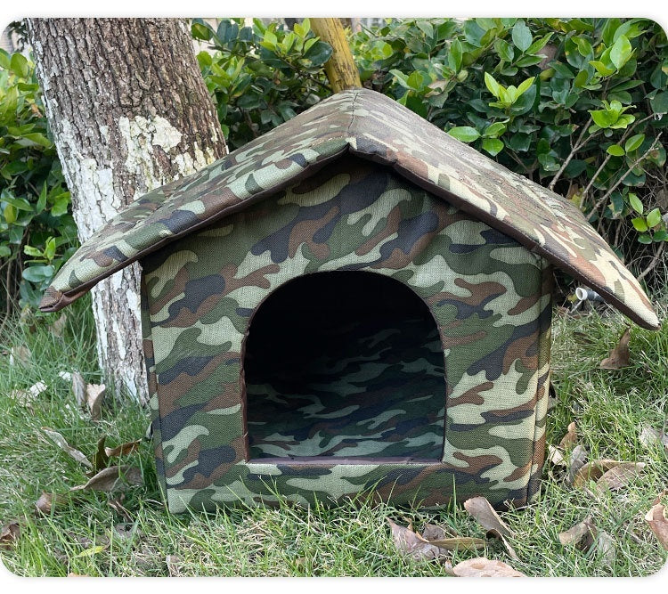 HKM-570643 Outdoor Waterproof Foldable Cat House - Removable & Washable Winter Nest in Black & Camouflage (S, M, L)