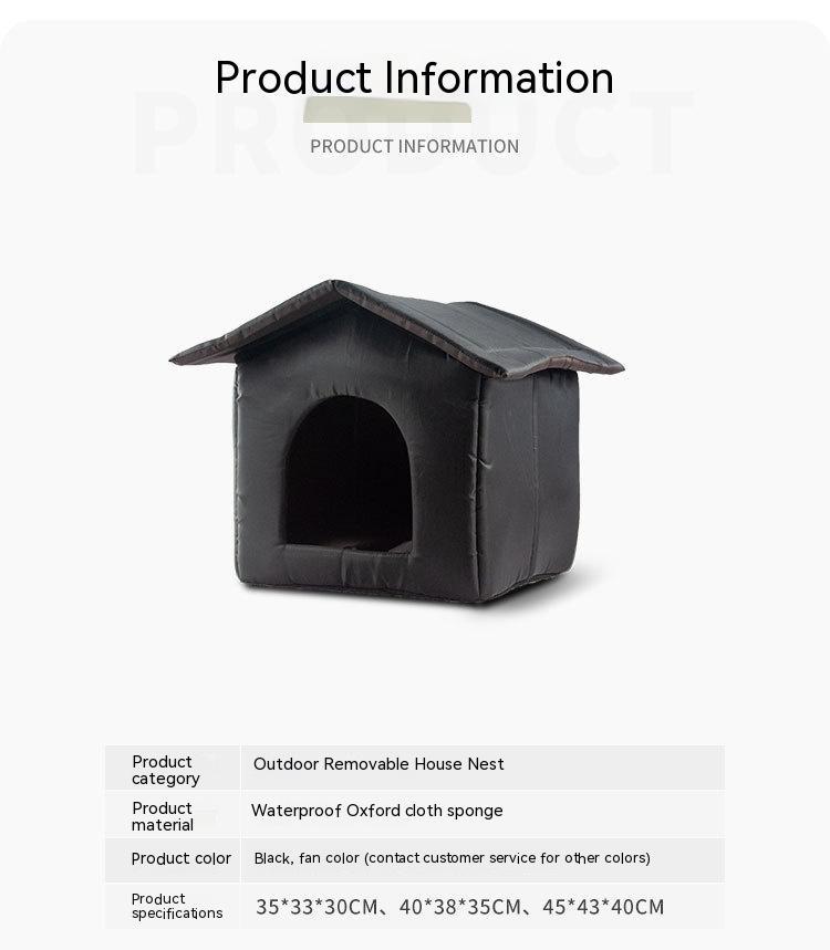 HKM-570643 Outdoor Waterproof Foldable Cat House - Removable & Washable Winter Nest in Black & Camouflage (S, M, L)