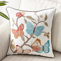 HKM-570643 Three-Dimensional Embroidery Cushion Cover - Flower, Bird, and Butterfly Design, 45x45cm