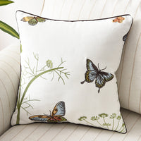 HKM-570643 Three-Dimensional Embroidery Cushion Cover - Flower, Bird, and Butterfly Design, 45x45cm