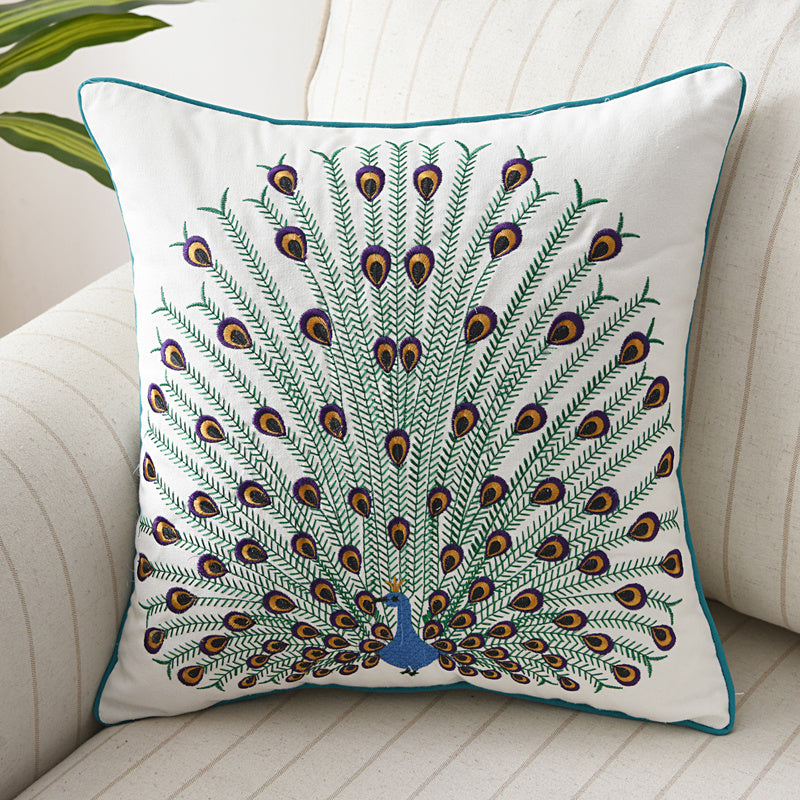 HKM-570643 Three-Dimensional Embroidery Cushion Cover - Flower, Bird, and Butterfly Design, 45x45cm