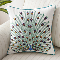HKM-570643 Three-Dimensional Embroidery Cushion Cover - Flower, Bird, and Butterfly Design, 45x45cm