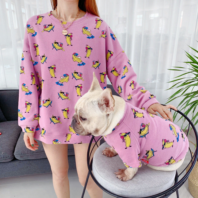 HKM-570771 Casual Matching Dog and Parent Outfit Set - Comfortable Two-Legged Clothing in Various Sizes