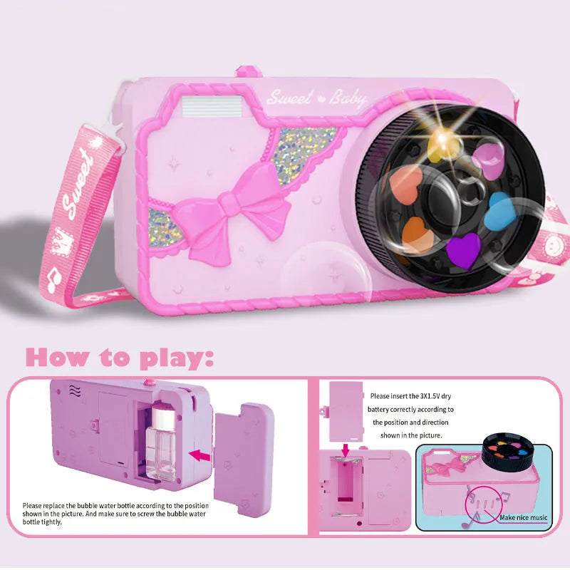 HKM-570771 Musical Bubble Camera Toy Set for Kids - Colorful Automatic Bubble Machine