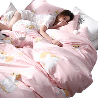 HKM-570835 Four-Piece Cotton Bedding Set with Reactive Printing - Includes Quilt Cover, Bed Sheets, and Pillowcases in Various Sizes