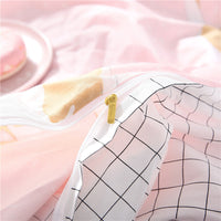 HKM-570835 Four-Piece Cotton Bedding Set with Reactive Printing - Includes Quilt Cover, Bed Sheets, and Pillowcases in Various Sizes
