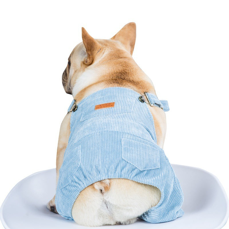 HKM-570963 Stylish Corduroy Suspenders for Pets in Beige, Light Blue, and Light Pink