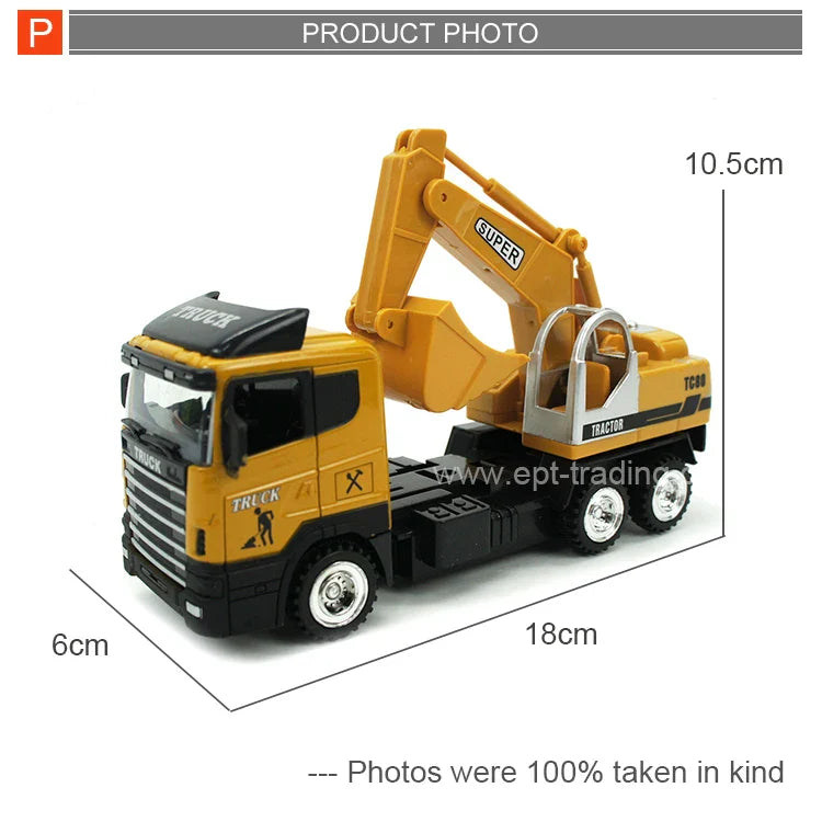 HKM-571155 1:43 Remote Control Alloy Excavator Toy for Kids - Diecast Metal RC Truck Car