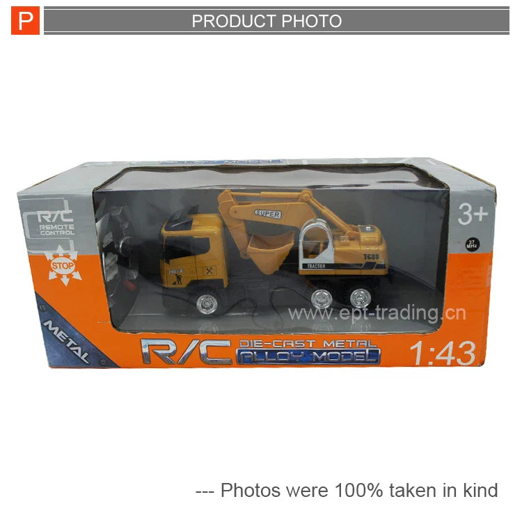 HKM-571155 1:43 Remote Control Alloy Excavator Toy for Kids - Diecast Metal RC Truck Car