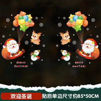 HKM-571347 Christmas Glass Santa Claus Window Decoration with Festive Flower Stickers