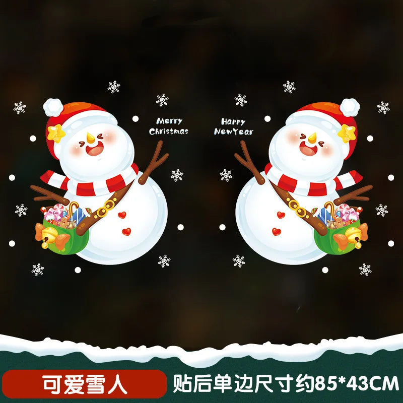 HKM-571347 Christmas Glass Santa Claus Window Decoration with Festive Flower Stickers