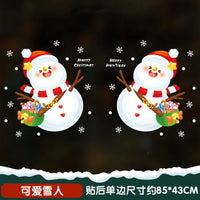 HKM-571347 Christmas Glass Santa Claus Window Decoration with Festive Flower Stickers