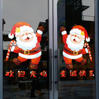 HKM-571347 Christmas Glass Santa Claus Window Decoration with Festive Flower Stickers
