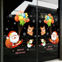 HKM-571347 Christmas Glass Santa Claus Window Decoration with Festive Flower Stickers