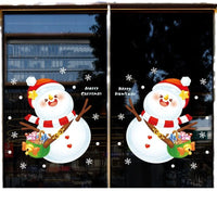HKM-571347 Christmas Glass Santa Claus Window Decoration with Festive Flower Stickers