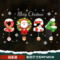 HKM-571347 Christmas Glass Santa Claus Window Decoration with Festive Flower Stickers
