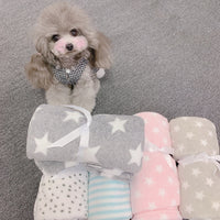 HKM-571347 Super Soft Pink Star Coral Fleece Dog Blanket, 75x100cm