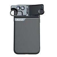 HKM-571731 Double Phone Lens for iPhone 11 Pro - External Mobile Lens in Black, PC/TPU/Aluminum Shell