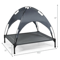 HKM-571795 Elevated Dog Bed with UV Resistant Canopy - 35.5" x 32" - Water-Resistant, Comfortable & Portable