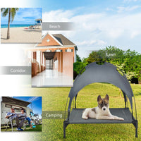 HKM-571795 Elevated Dog Bed with UV Resistant Canopy - 35.5" x 32" - Water-Resistant, Comfortable & Portable