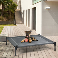 HKM-571795 Elevated Dog Bed with UV Resistant Canopy - 35.5" x 32" - Water-Resistant, Comfortable & Portable