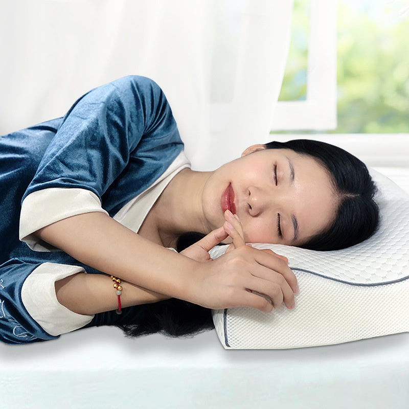 HKM-571795 Slow Rebound Tencel Memory Foam Pillow - Elegant White, Rectangle Shape, Adjustable Height