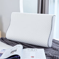 HKM-571795 Slow Rebound Tencel Memory Foam Pillow - Elegant White, Rectangle Shape, Adjustable Height