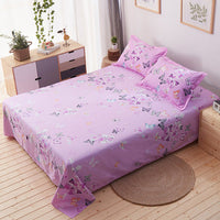 HKM-571987 Three-Piece Floral Cotton Summer Bedding Set with Bed Sheet and Pillowcases