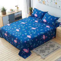HKM-571987 Three-Piece Floral Cotton Summer Bedding Set with Bed Sheet and Pillowcases