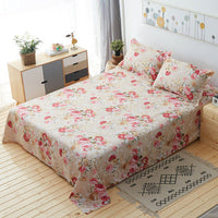 HKM-571987 Three-Piece Floral Cotton Summer Bedding Set with Bed Sheet and Pillowcases