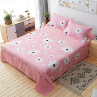 HKM-571987 Three-Piece Floral Cotton Summer Bedding Set with Bed Sheet and Pillowcases