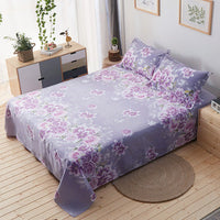 HKM-571987 Three-Piece Floral Cotton Summer Bedding Set with Bed Sheet and Pillowcases