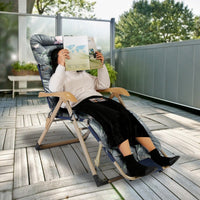 HKM-572051 Chaise Lounger Cushion for Recliners and Rocking Chairs - Soft Polyester with Secure Straps, Ideal for Indoor and Outdoor Use