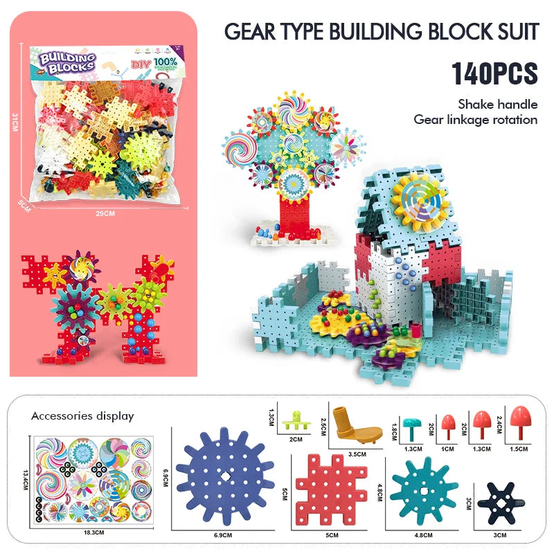 HKM-572243 Creative Building Block Toy Set for Kids - Gear Assembly Educational Puzzle for Ages 6 and Up