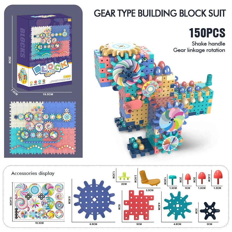 HKM-572243 Creative Building Block Toy Set for Kids - Gear Assembly Educational Puzzle for Ages 6 and Up
