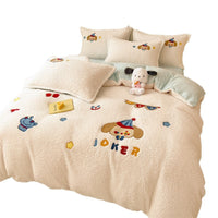 HKM-572499 Milk Fiber Teddy Plush Four-Piece Cartoon and Princess Bedding Set