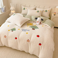 HKM-572499 Milk Fiber Teddy Plush Four-Piece Cartoon and Princess Bedding Set