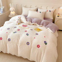 HKM-572499 Milk Fiber Teddy Plush Four-Piece Cartoon and Princess Bedding Set
