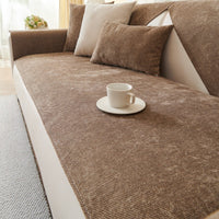 HKM-572563 Waterproof Chenille Sofa Cushion Cover - Universal Fit for Three-Seat Sofas, Solid Color Options Available