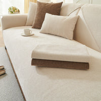 HKM-572563 Waterproof Chenille Sofa Cushion Cover - Universal Fit for Three-Seat Sofas, Solid Color Options Available