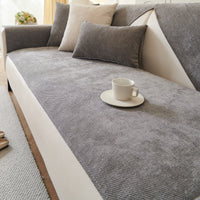 HKM-572563 Waterproof Chenille Sofa Cushion Cover - Universal Fit for Three-Seat Sofas, Solid Color Options Available