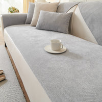 HKM-572563 Waterproof Chenille Sofa Cushion Cover - Universal Fit for Three-Seat Sofas, Solid Color Options Available